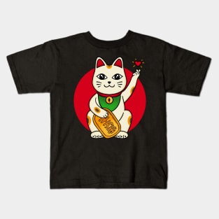 Cat lucky finger heart Kids T-Shirt